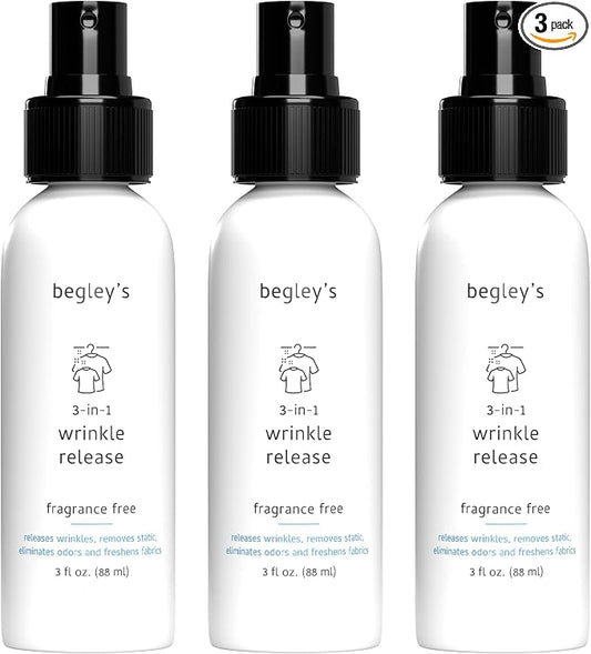Begley's 3-in-1 Wrinkle Remover, Quick Fix Wrinkle Release, Static Cling Remover by Begleys
