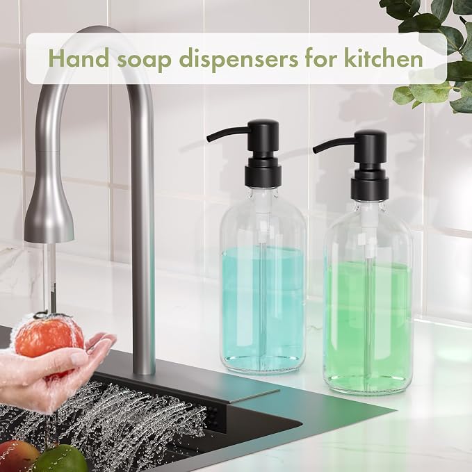 AmazerBath Soap Dispenser, 2 Pack Glass Soap Dispenser - Image 7