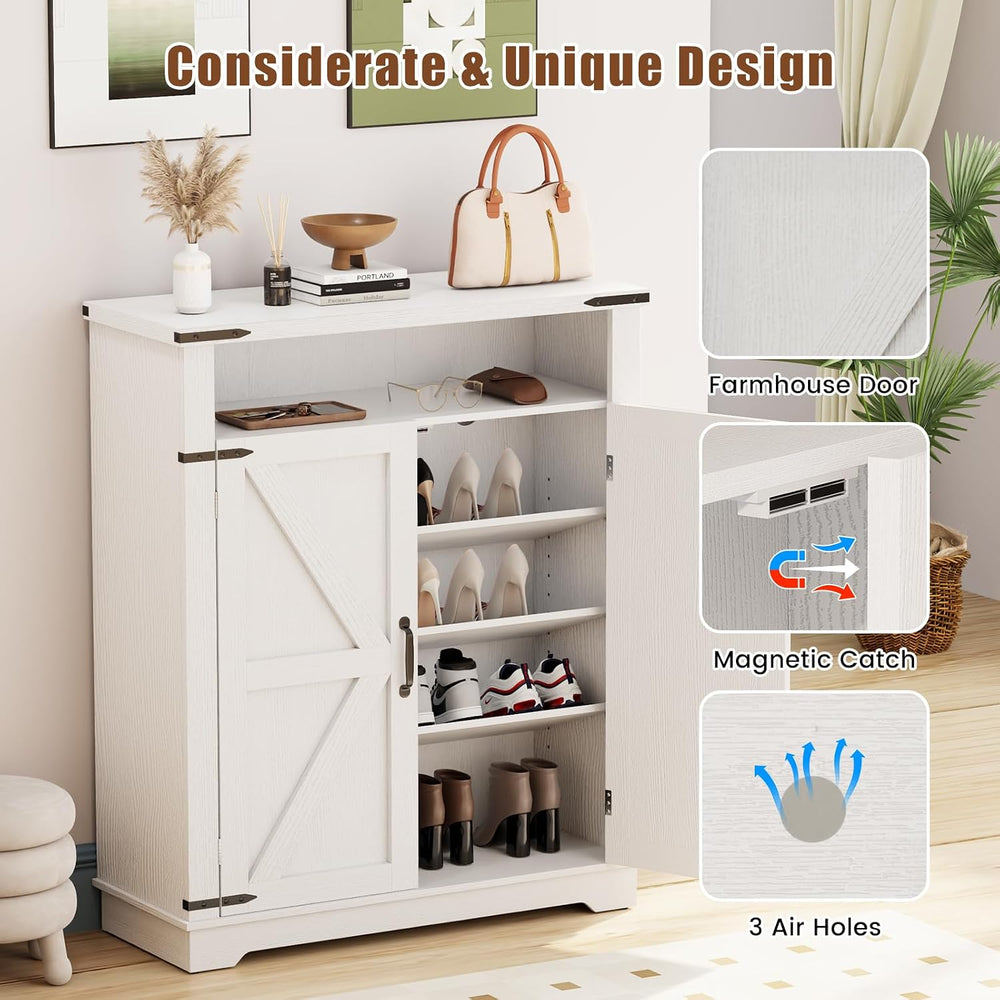 6-Tier Shoe Cabinet Holds Up to 20 Pairs, Entryway Shoe Rack, White