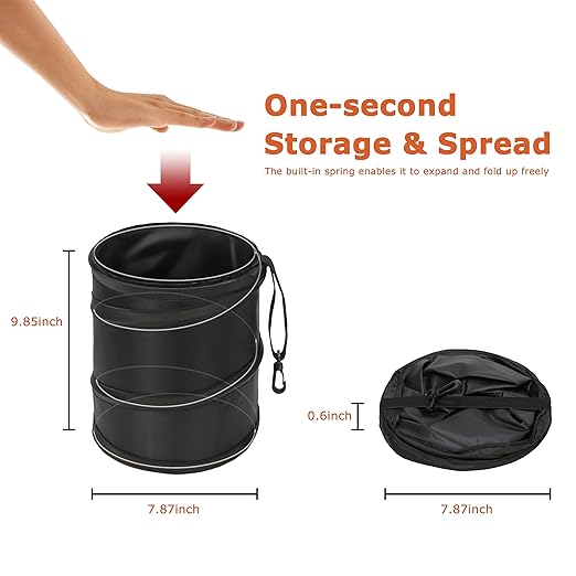 Ginsco 2 Gallons New Leakproof Car Trash Can, Compact Trash Can Pop-up - Image 2