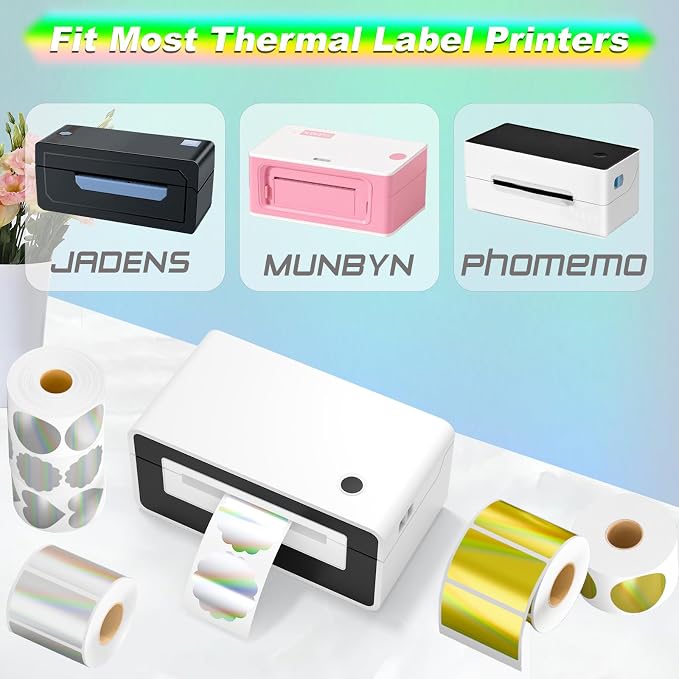 Flower Holographic Thermal Stickers 2 inch, 400 Labels - Image 6