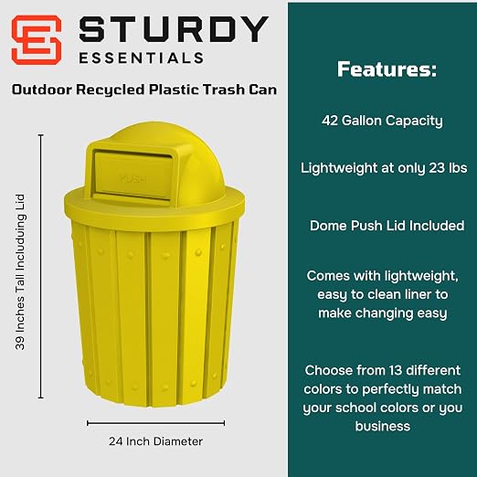 42 Gallon Slatted Circle 100% Recycled Plastic Commercial Outdoor and Indoor - Image 2