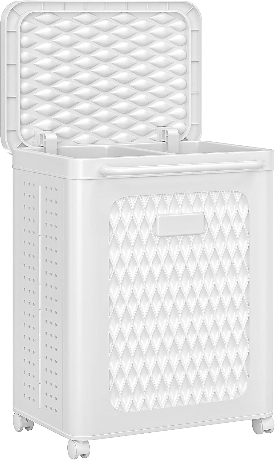 VECELO Rolling Laundry Hamper with Wheels and Lid, Foldable Plastic Laundry B...