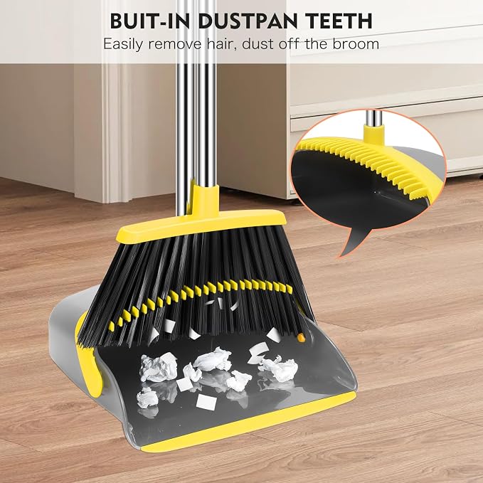 NACENA Broom and Dustpan Set, 55-in Long Adjustable Handle Broom Dustpan Combo - Image 4