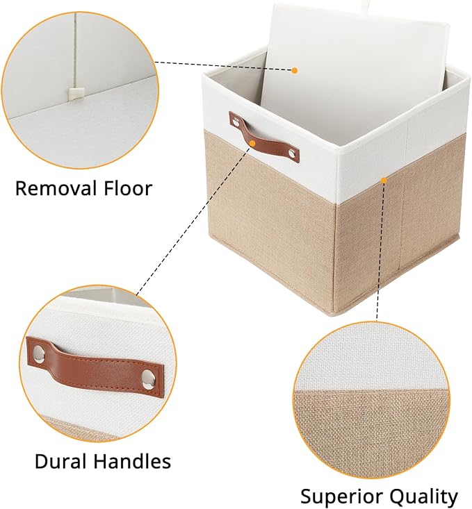 DULLEMELO Cube Storage Bins, Collapsible foldable Linen Canvas Closet Storage - Image 3