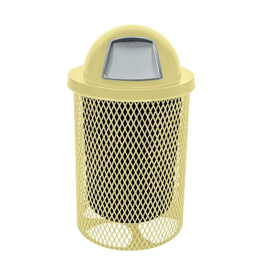 COATEDOUTDOORFURNITURE RDT-TXTSAND Heavy Duty 32 Gallon Round Trash Receptacle by CoatedOutdoorFurniture
