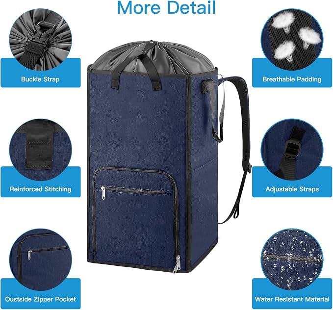 Bukere Laundry Basket, Laundry Backpack Bag - Image 6