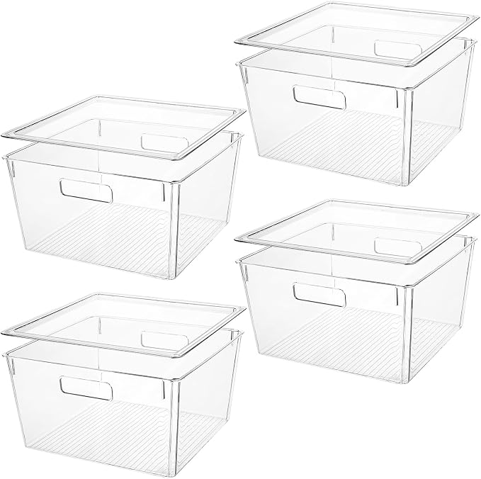 Extra Large Stackable Clear Plastic Storage Bins by CONTROLKITCHEN