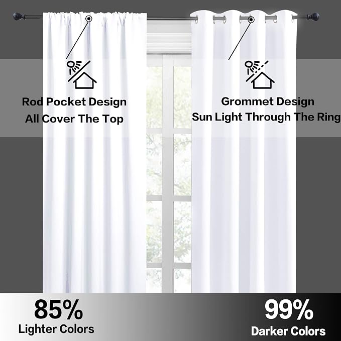 RYB HOME White Half Window Curtains, Short Tier Cafe Curtains - Image 6