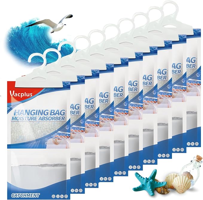 Vacplus Moisture Absorbers, Hanging Closet Dehumidifier Bags, Humidity Packs by Vacplus