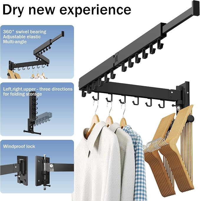 Clothes Drying Rack Wall Mounted, Laundry Drying Rack, Laundry Room Organization - Image 2