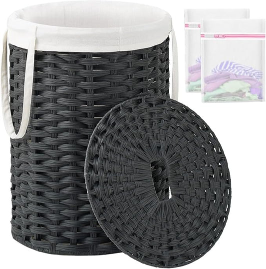 Laundry Hamper with Lid Laundry Basket with Lid 19.0 Gal Round Wicker Laundry by SETVSON
