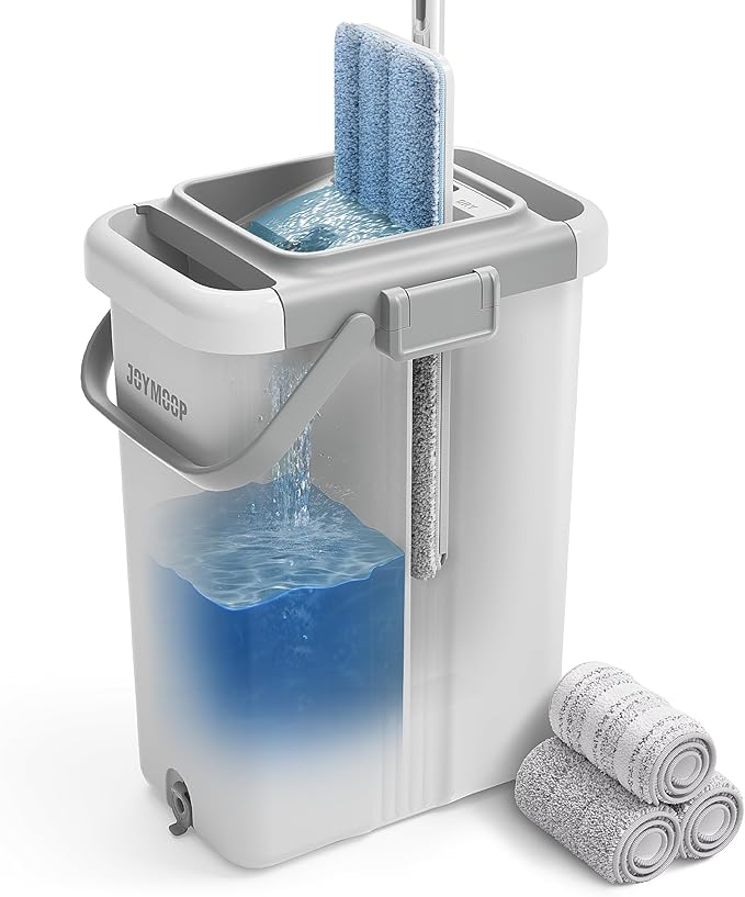 JOYMOOP Mop and Bucket with Wringer Set, Flat Squeeze Mop with Bucket, Dust Mop by JOYMOOP