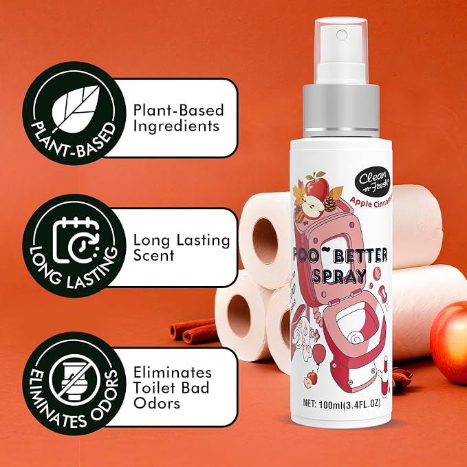 Clean-n-Fresh Toilet Spray, Apple Cinnamon, 6.8 Fl.Oz, Air Freshener Spray - Image 2