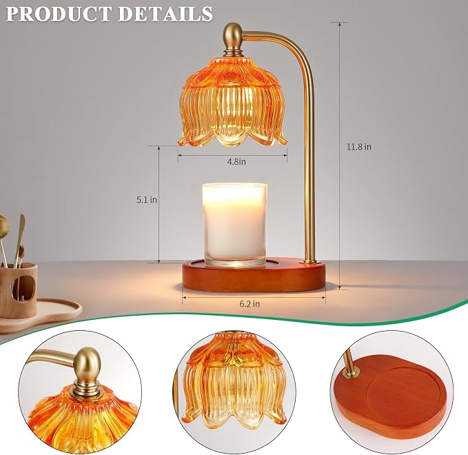 Candle Warmer Lamp with Timer and Dimmer, Electric Amber Light Gifts - Image 3