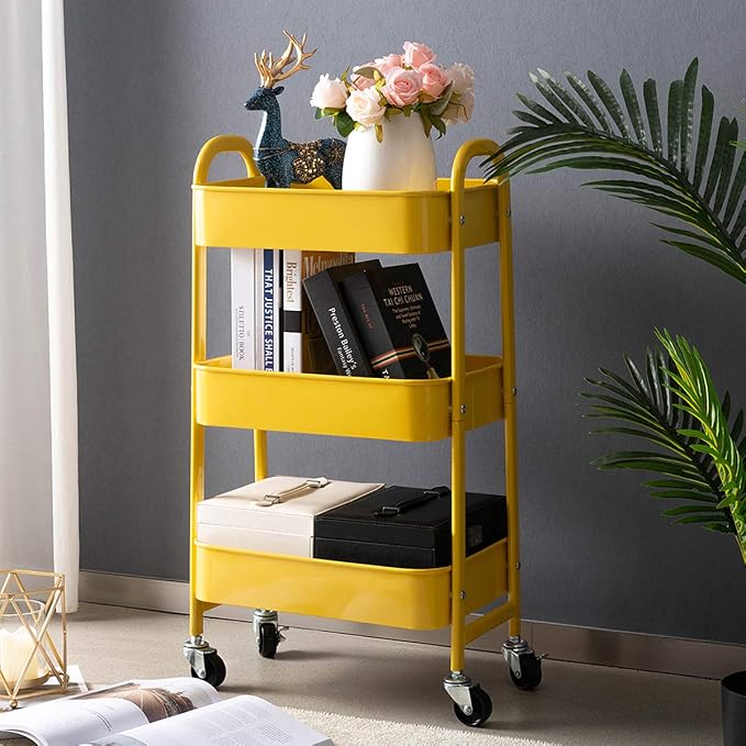 AGTEK Makeup Cart, Movable Rolling Organizer Cart, 3 Tier Metal Utility Cart - Image 2
