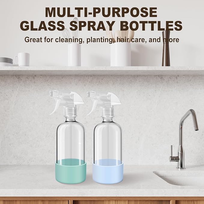 Glass Spray Bottles with Silicone Sleeves, Mist and Stream Empty Refillable - Image 8