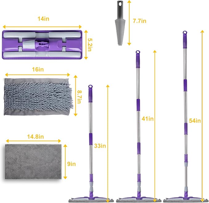 ITTAHO Microfiber Flat Mop Floor Cleaning System, Wet & Dry Dust Mopping - Image 2