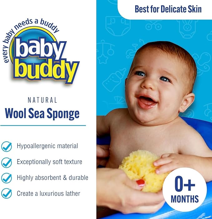 Baby Buddy Natural Bath Sponge, Ultra-Soft Sea Wool, Gentle on Baby's Skin - Image 2