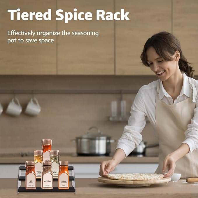 nianfeng Tiered Spice Rack, 3-Tier Spice Pantry Kitchen Cabinet Organizer - Image 5