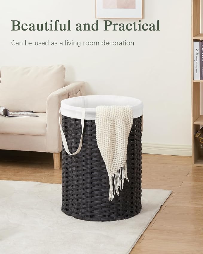 Laundry Basket Round Rattan Laundry Hamper 29.1 Gal Handwoven Large Wicker - Image 8