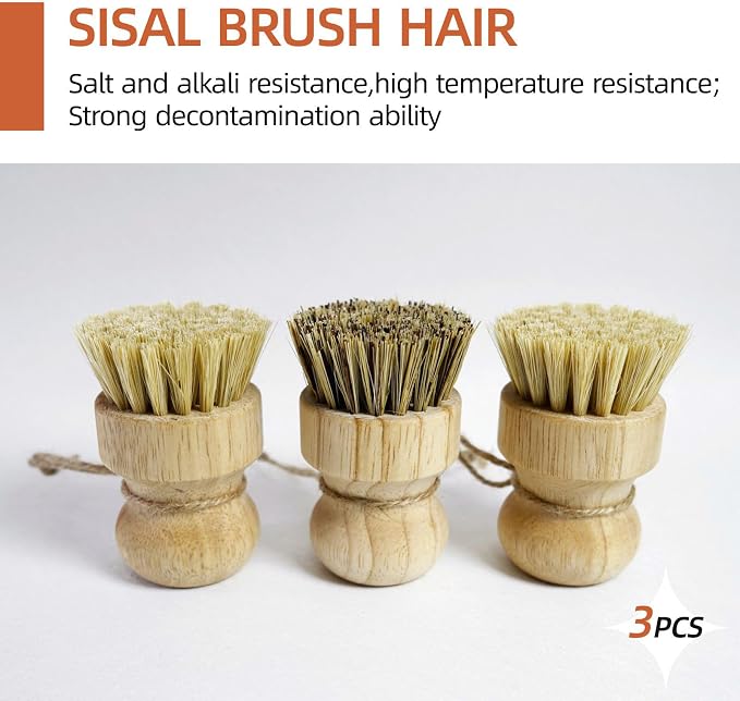 Bamboo Pot & Pan Cleaning Brush Set - Image 2