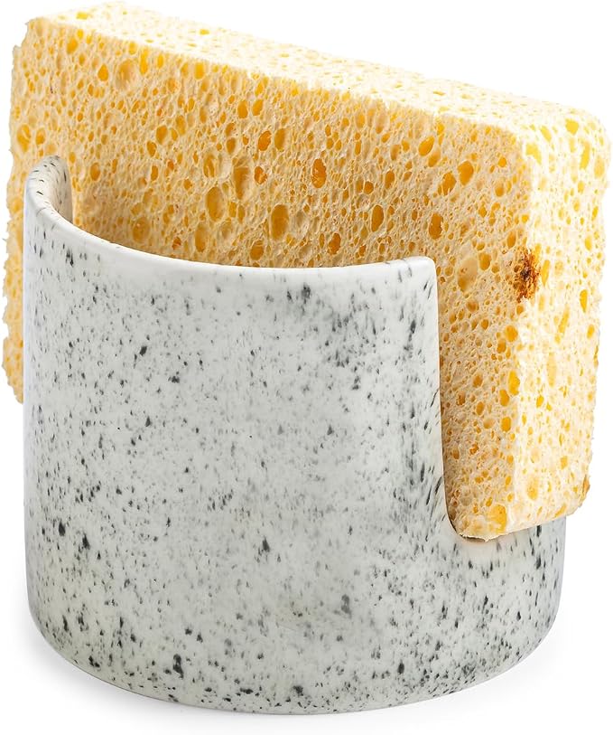 Kitchen Sink Sponge Holder, Dish Sponge Rack Ceramic Brush Holder Farmhouse by LAUCHUH