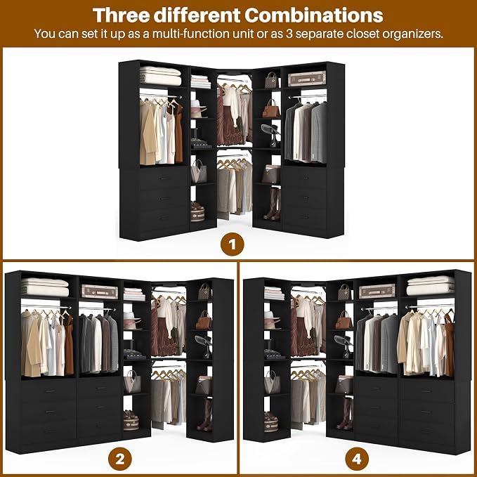 Corner Closet System with 6 Drawers, Closet Organizer System with 14 Shelves & - Image 5