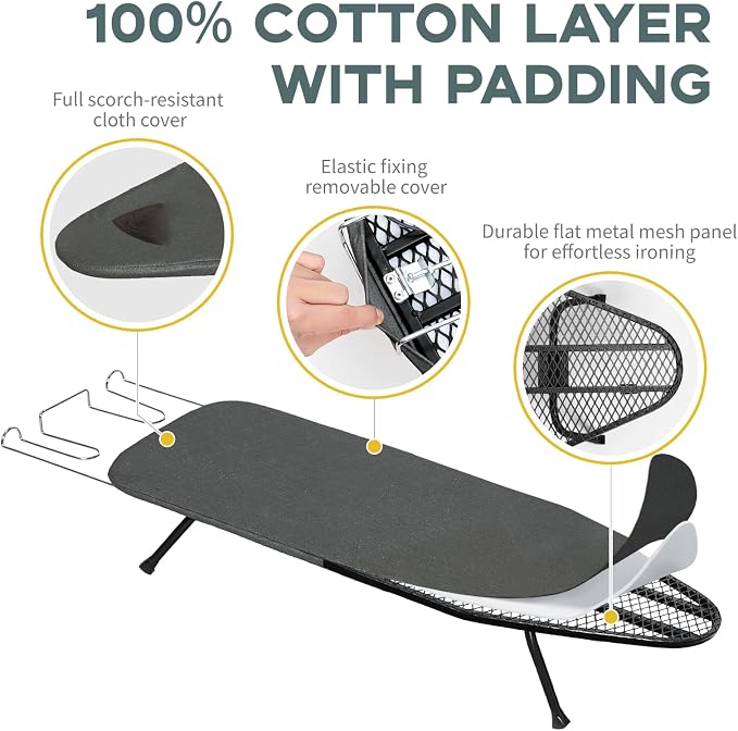 Small Ironing Board Tabletop, RAINHOL Compact Portable Iron Board Foldable - Image 2