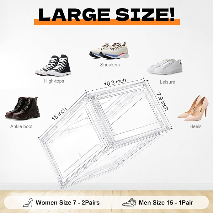 3 Pack Acrylic Shoe Boxes, Ultra Clear Shoe Boxes Stackable, Shoe Storage Box - Image 2