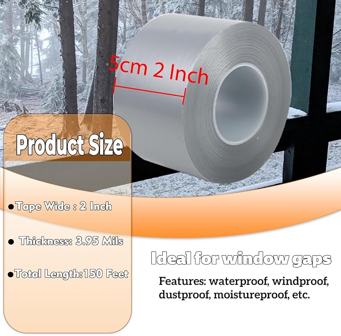Window Insulation for Winter Weather Sealing Tape 2 Inch x 50 Yards Weather - Image 2