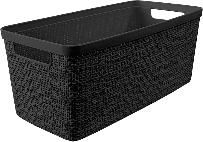 Curver Set of 8 Jute Slim Decorative Plastic Organization and Storage Baskets - Image 3