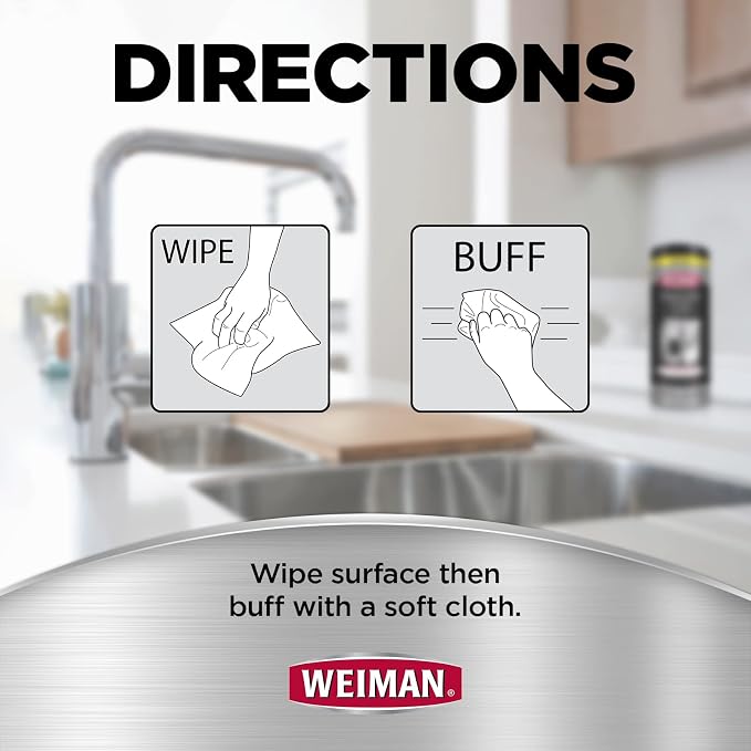 Weiman Stainless Steel Wipes Removes Fingerprints Residue Water Marks and - Image 8