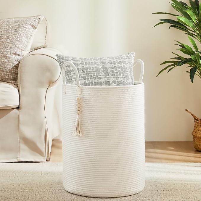 Fiona's magic Woven Rope Laundry Hamper, Tall Laundry Basket - Image 6