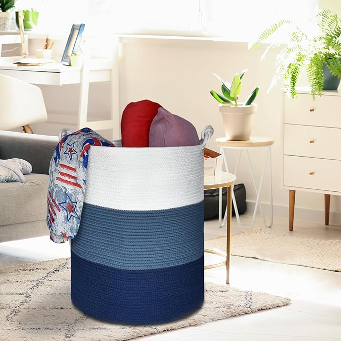 COMSE Extra Large Blanket Basket, Tall Woven Storage Basket, Nursery Hamper - Image 5