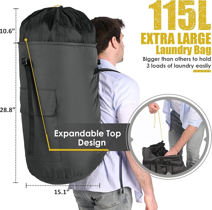 Laundry Backpack Bag, 115L Extra Large Laundry Bags - Image 3