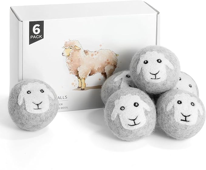 Wool Dryer Balls 6 Pack, Natural Fabric Softener, Dryer Balls Laundry Reusable by Anpilipala