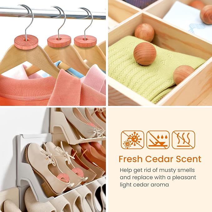 Homode Cedar Chips and Bags, Fresh Cedar Wood Rings and Sachets - Image 3