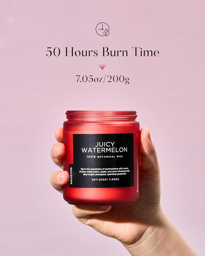 M&SENSE Juicy Watermelon Scented Candle, 7.05oz 50 Hours Clean Non Toxic - Image 3