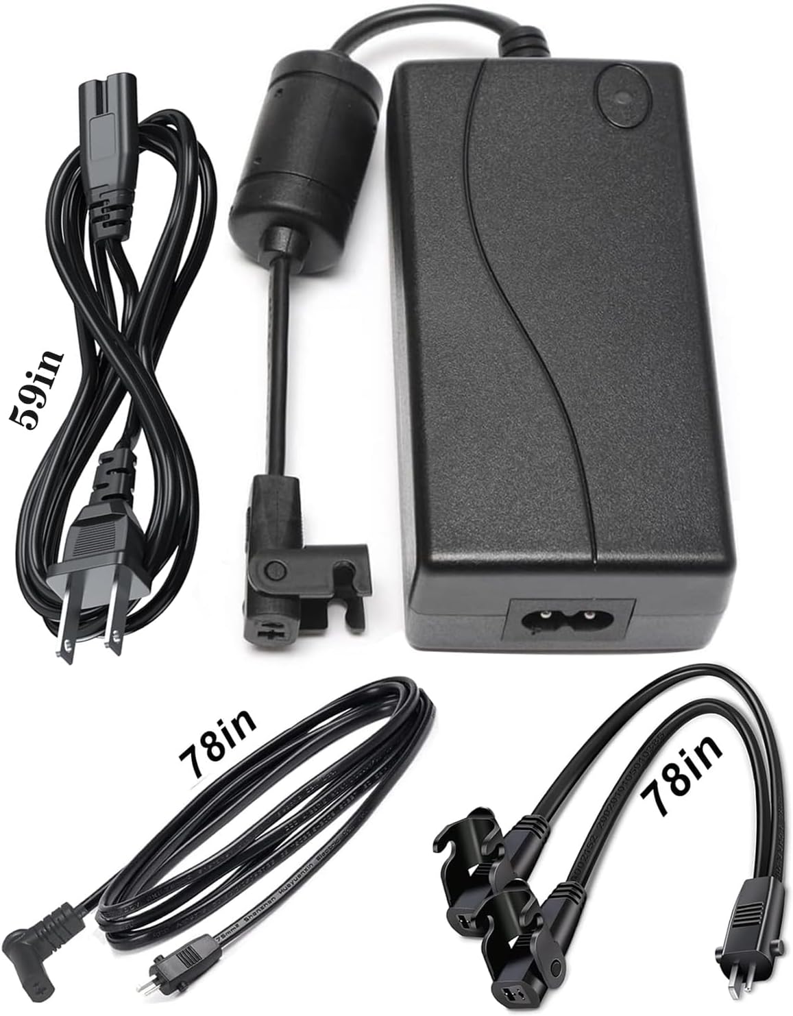 Universal Dual Motor Power Supply Transformer with AC Power Cord, L Shape DC Extension Cable and Y Splitter Cord,29V 2A Recliner Power Supply Kit-4-Piece for Recliner, Lift Chairs and Sofa