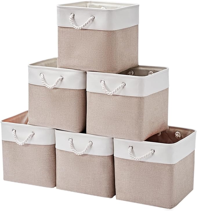 12 x 12 Inch Cube Storage Bins, 6 Pack Large Collapsible Fabric Storage Bin by Midmmvick