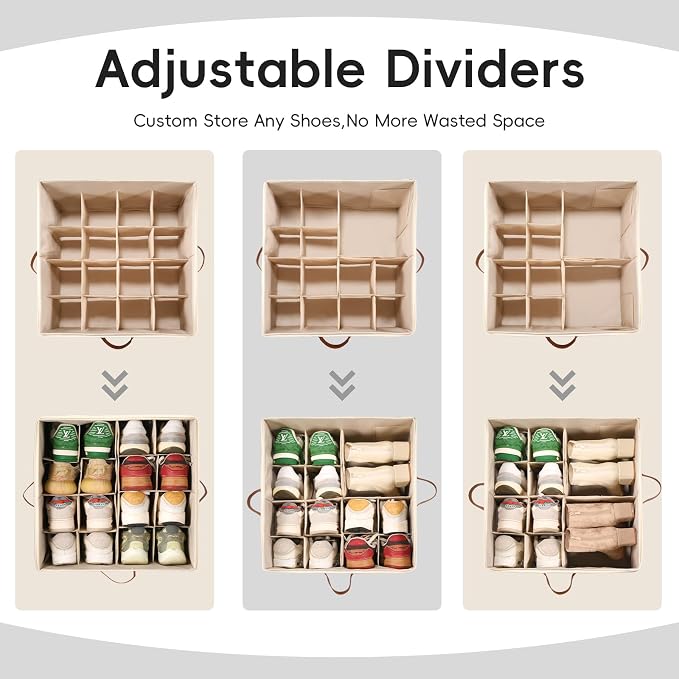 Shoe Organizer for Closet, 2 Pack Shoe Storage Bins - Image 2