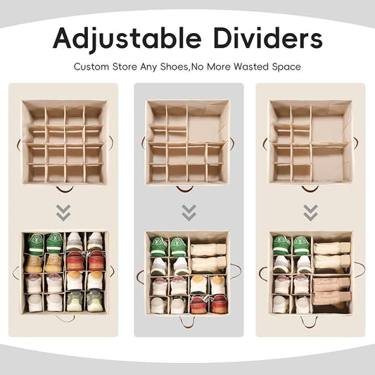 Shoe Organizer for Closet, 2 Pack Shoe Storage Bins - Image 2
