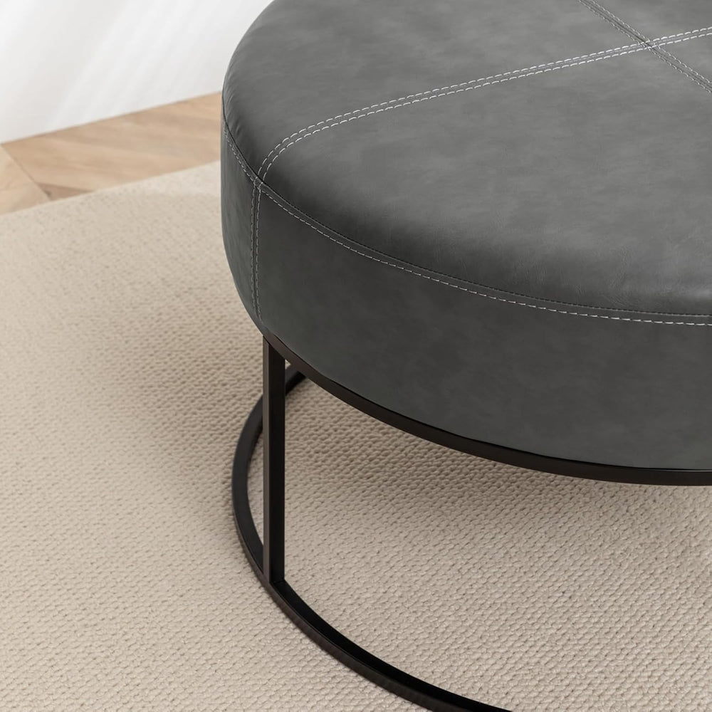 BALLIAA Modern Round Coffee Table, Farmhouse Ottoman for Living Room, Large V...