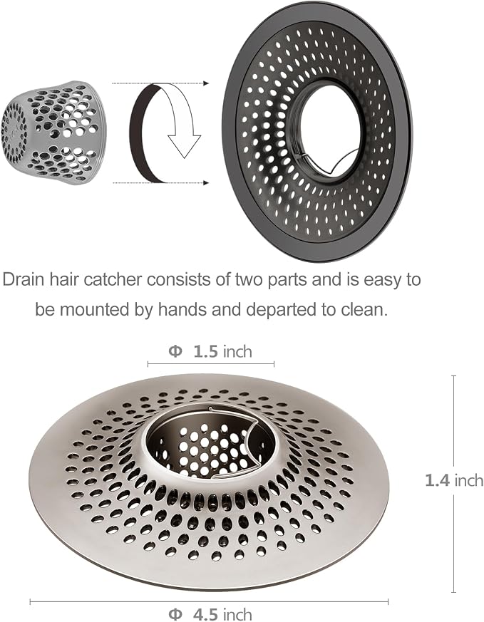 LEKEYE Shower Drain Hair Catcher/Bathroom Drain Cover/Bathtub Drain - Image 3