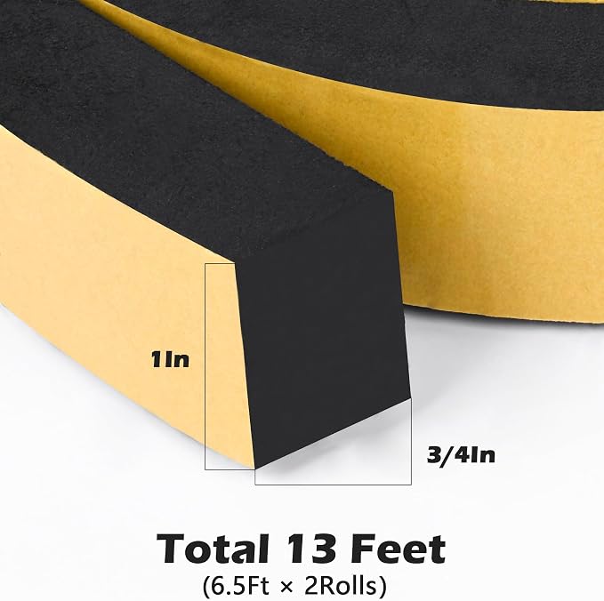 ToLanbbt Black Door Window Weather Stripping Self Adhesive Foam Tape High - Image 2