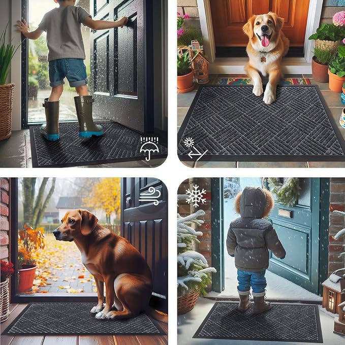 Smiry Front Door Mat Outside Entrance, Heavy Duty Outdoor Indoor Natural Rubber - Image 7