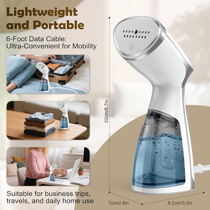 Portable Steamer for Clothes, 20s Fast-Heat Handheld Garment Steamer - Image 2