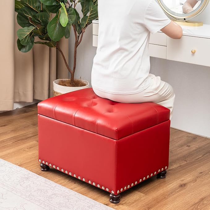 Joveco Leather Storage Ottoman - Image 4