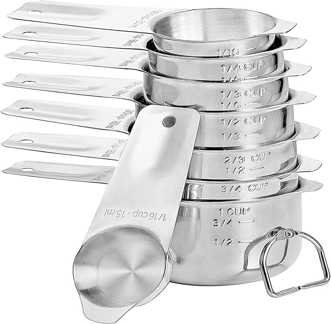 8 Pcs Stainless Steel Measuring Cups Set, Kitchen Measuring Cup by DOTINGHUX